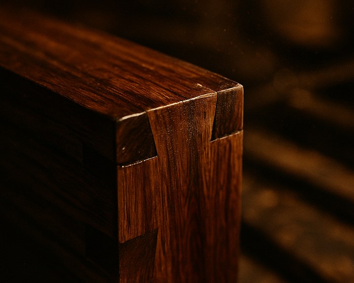 Closeup detail of hand-finished wood grain