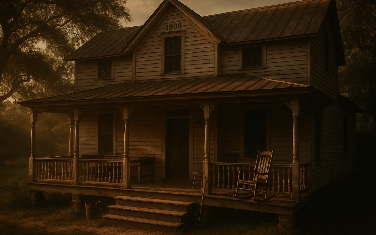 Restored historic wraparound porch with wooden columns
