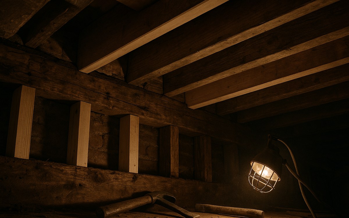 Structural carpentry repair: sistered joists and sill replacement